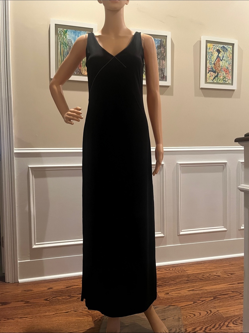 BCBGMaxAzria Black V‑Neck Maxi Slip Dress